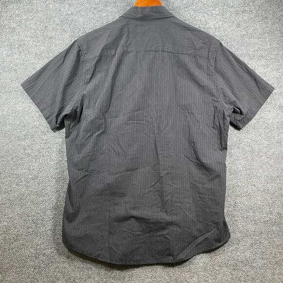 Machine Button Up Shirt Men's XL Black/Gray Striped Short Sleeve Casual - Picture 8 of 9